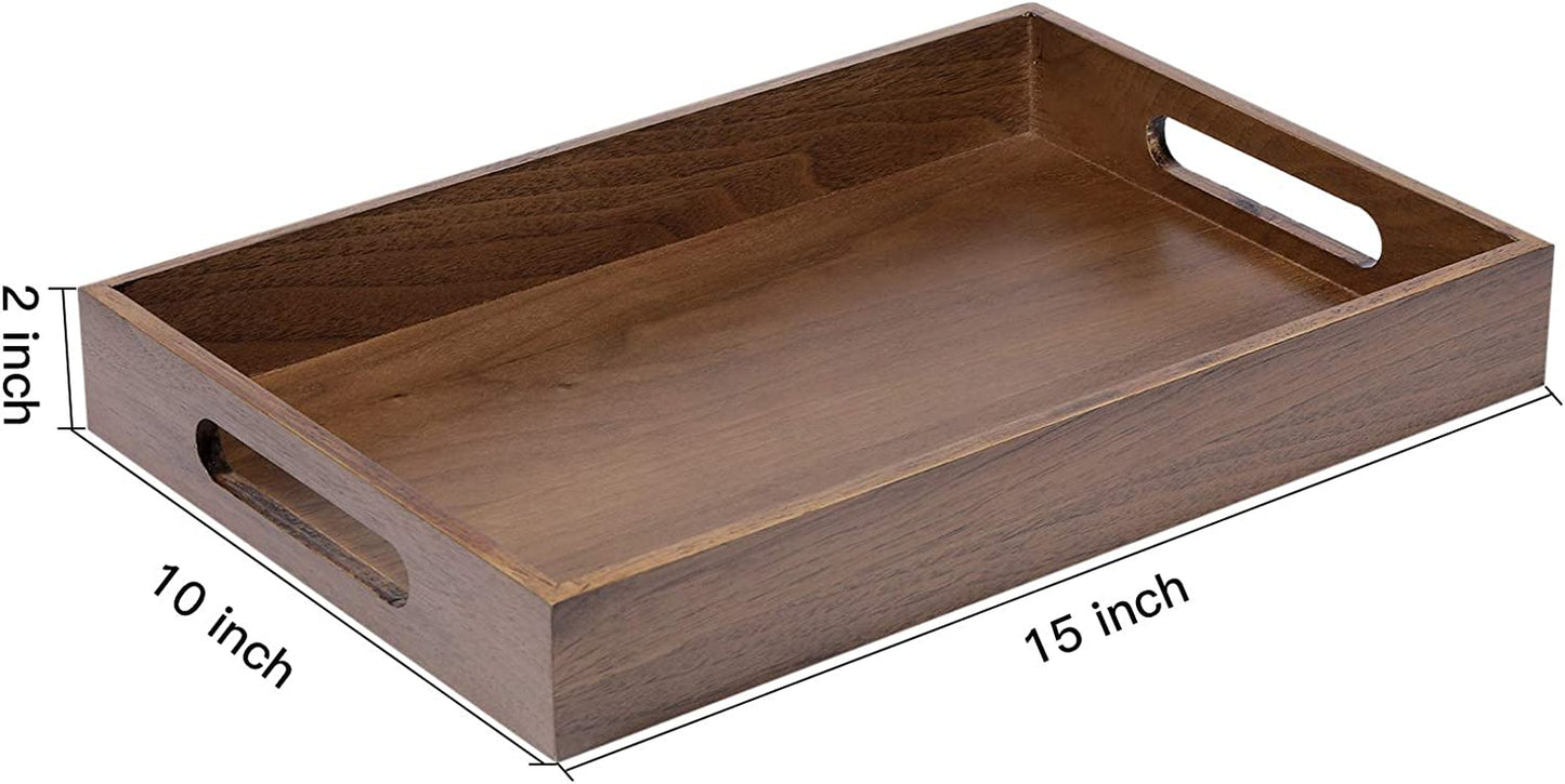 Wood Ottoman Wooden Serving Organizer Decorative Butler Bed Tray for Living Room Coffee Table Countertop 10×15 Inch